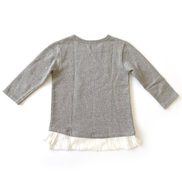 J.Crew Crewcuts Girls Size 14 Mixed Media Sweatshirt Pleated Hem 3/4 Sleeve Gray - Picture 2 of 10